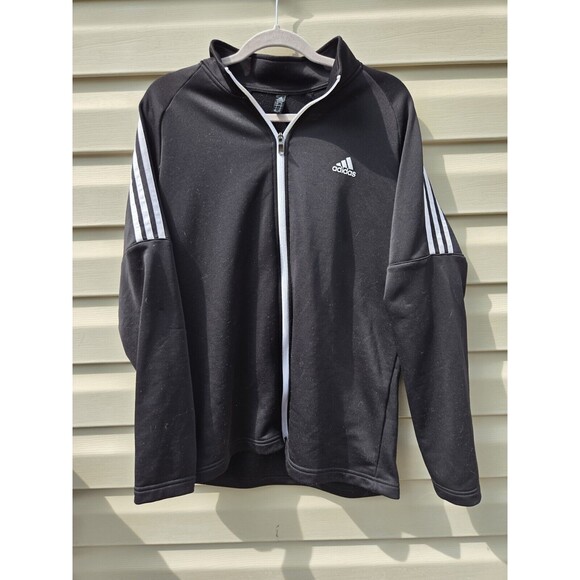 Mens ADIDAS Lightweight Golf Jacket Size Large L Black 3 Stripes UPF50 Full Zip - Picture 2 of 15
